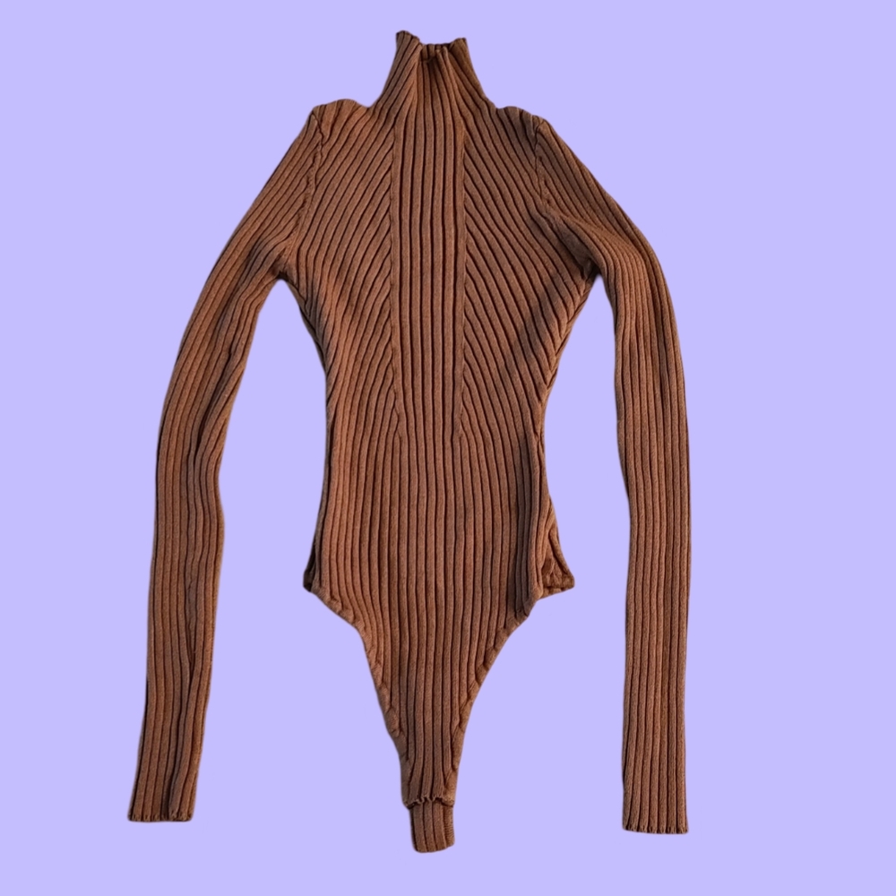 HERA Ribbed Turtleneck Sweater Bodysuit Size S